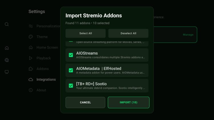 import stremio addons