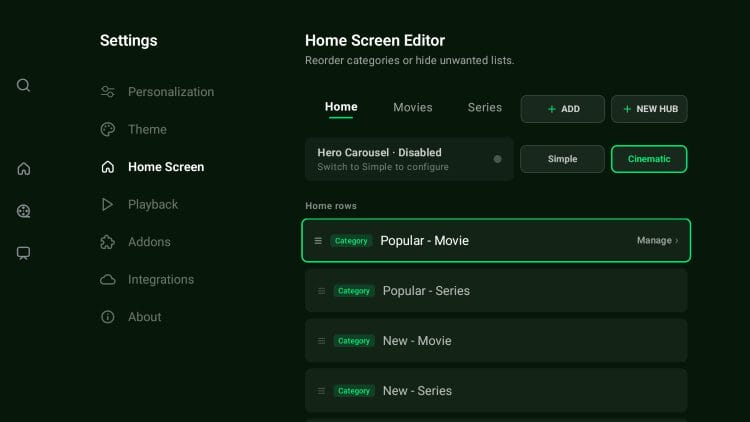 home screen editor