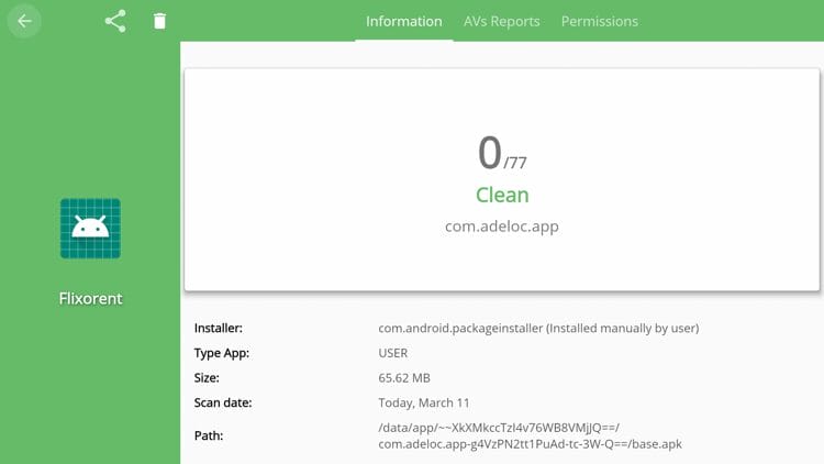 Flixorent APK VirusTotal Scan