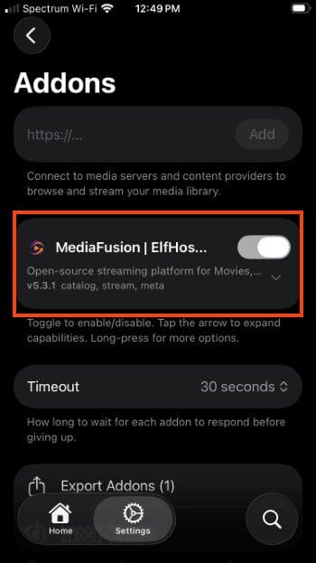 addon installed in fusion