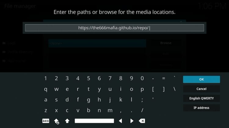 Type the following URL - https://the666mafia.github.io/repo/ and click OK.