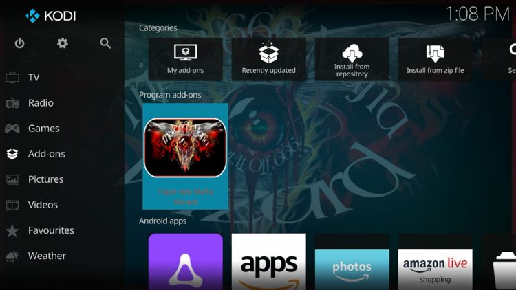 Return back to the home screen of Kodi, hover over Add-ons and click The 666 Mafia Wizard under Program add-ons.