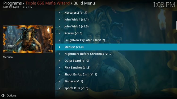 Locate Medusa and click it from the menu.