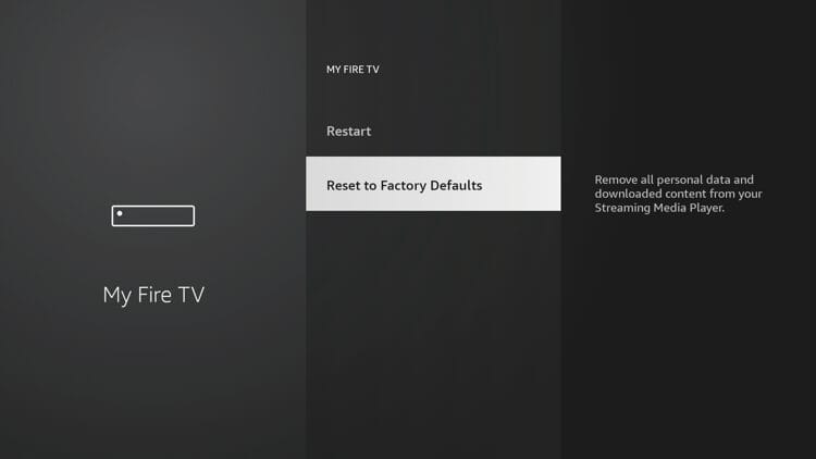 Then scroll down and click Reset to Factory Defaults.