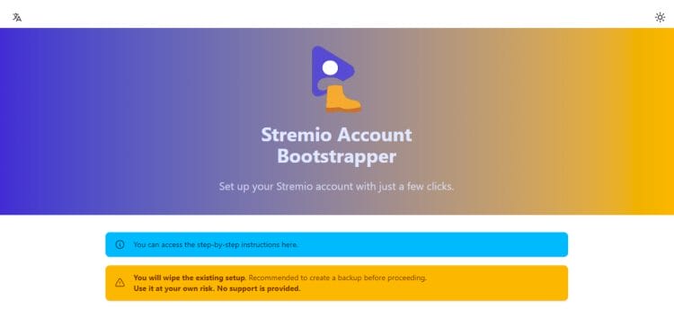 visit stremio account bootstrapper website