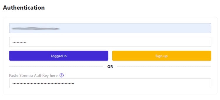 login with stremio credentials