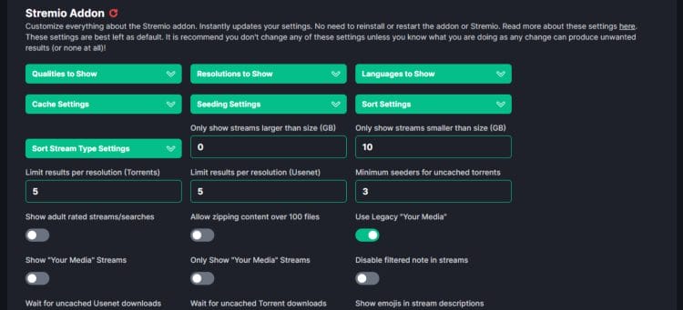 adjust configuration settings