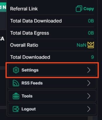 Open settings in torbox dashboard