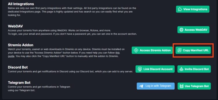 click copy manifest url
