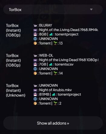 torbox stremio addon links