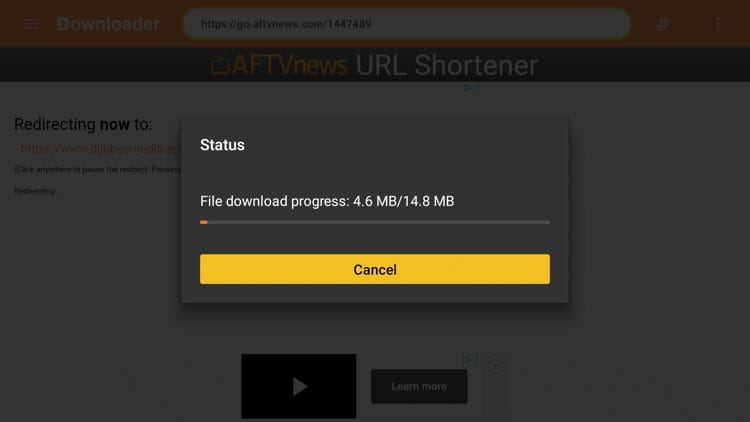 Wait a few seconds for the APK file to install.