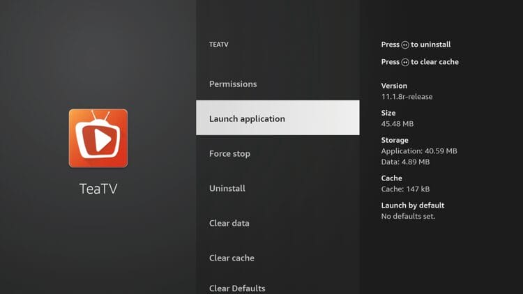 Now launch the TeaTV application.