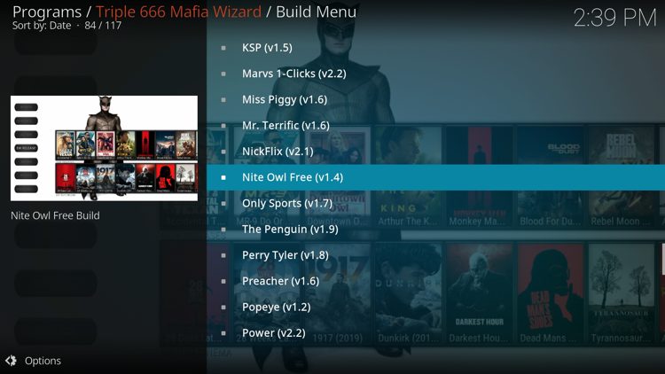 Locate Nite Owl and click it from the menu.
