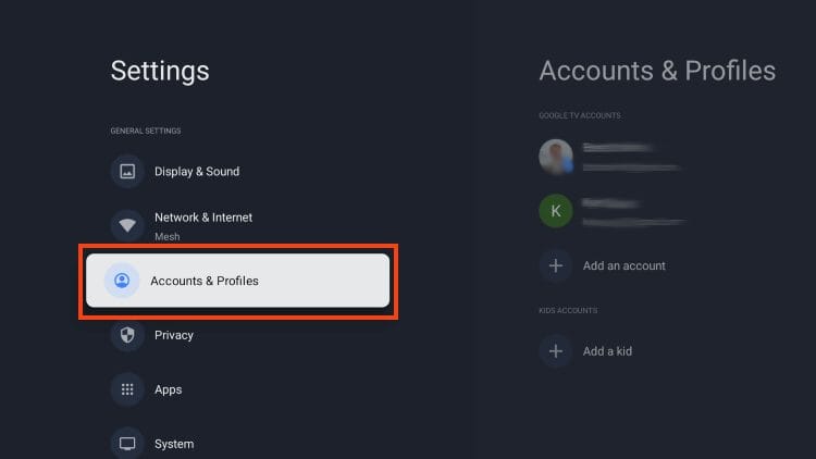 choose accounts and profiles