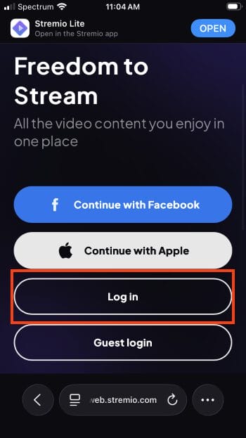 open stremio and login to your account