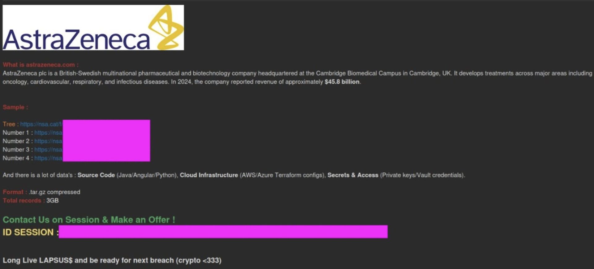LAPSUS$ Post on Hacker Forum