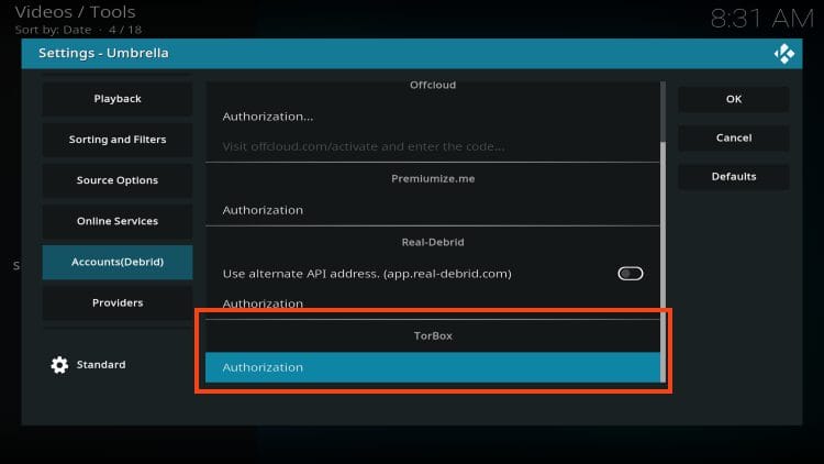 click torbox authorization