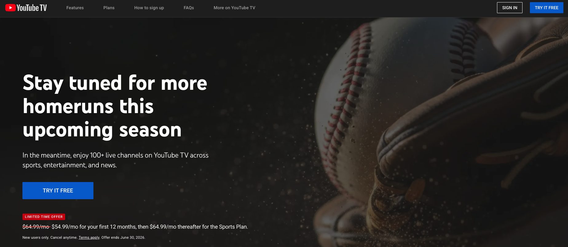 YouTube TV MLB