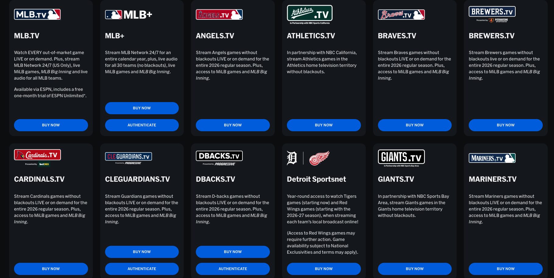MLB Team Subscriptions