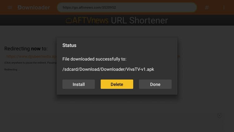 Return to Downloader and click Delete.