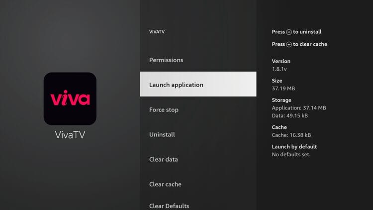 Now launch the Viva TV application.