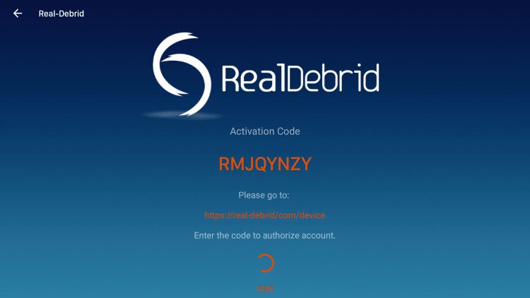 Write down the code provided on the screen