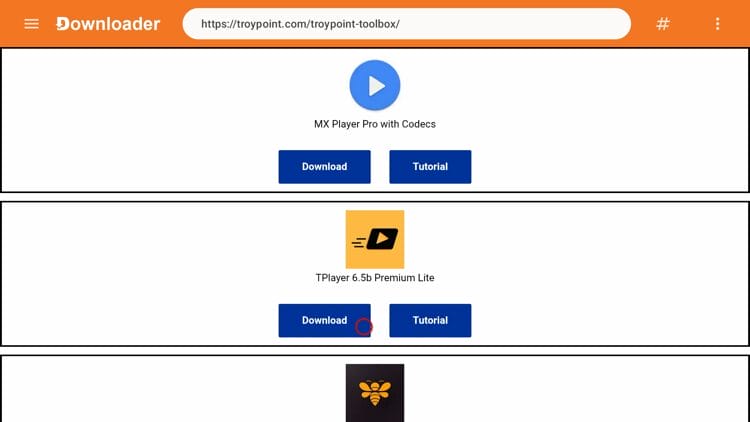 Scroll down to find TPlayer and click Download.