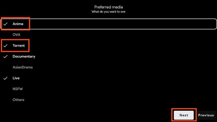 choose your media and click next