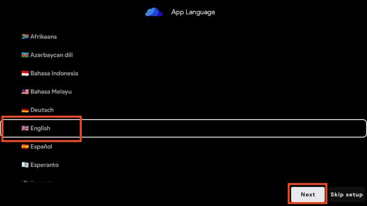 choose your language and click next