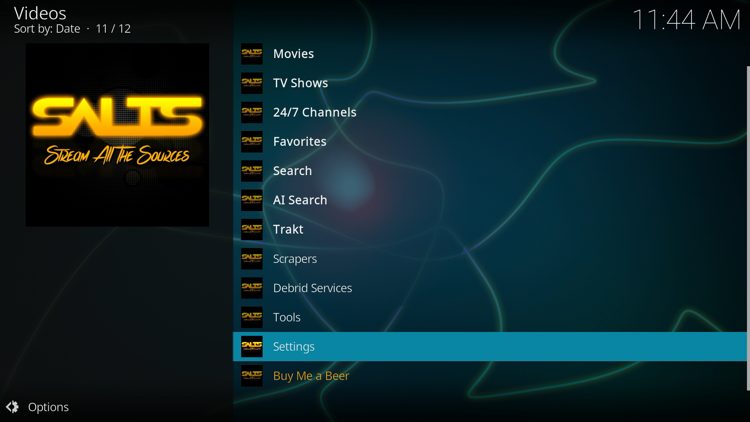 From the main menu, choose Settings.