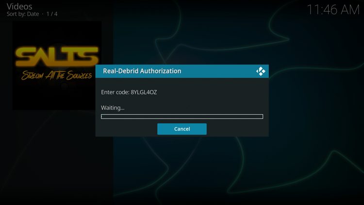 You are then provided with a Real-Debrid authorization code.
