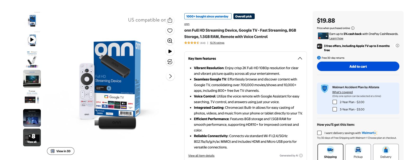 Walmart's Older Onn HD Streaming Stick