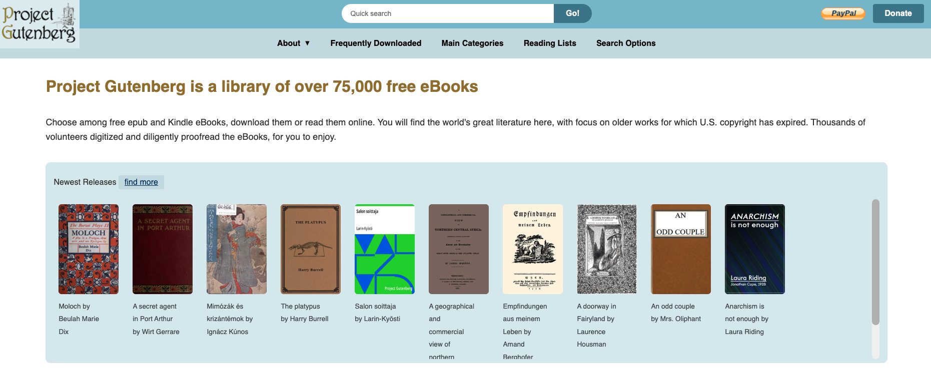 Project Gutenberg Website