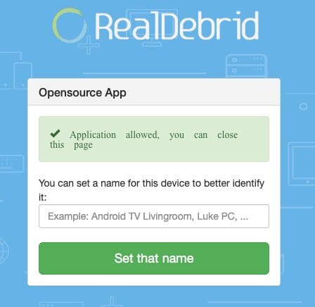 You should see an "Application allowed" message.