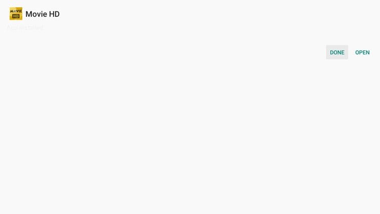 Click Done. We must install a video player before we can use Movie HD.