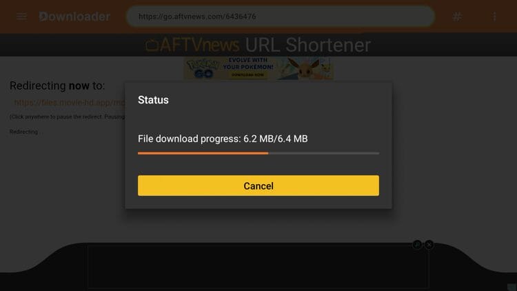 Wait a few seconds for the APK file to install.