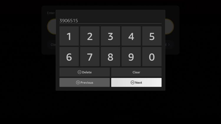 Enter the code 3906515 and click Next.