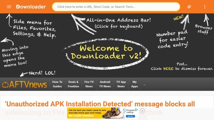 Return back to the Downloader home screen and click the search bar on top.