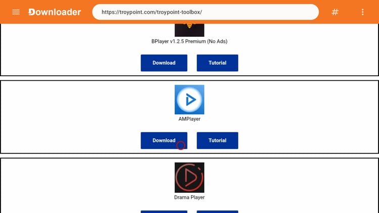 Scroll down and find AMPlayer and then click Download.