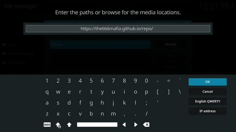 Type the following URL - https://the666mafia.github.io/repo/ and click OK.
