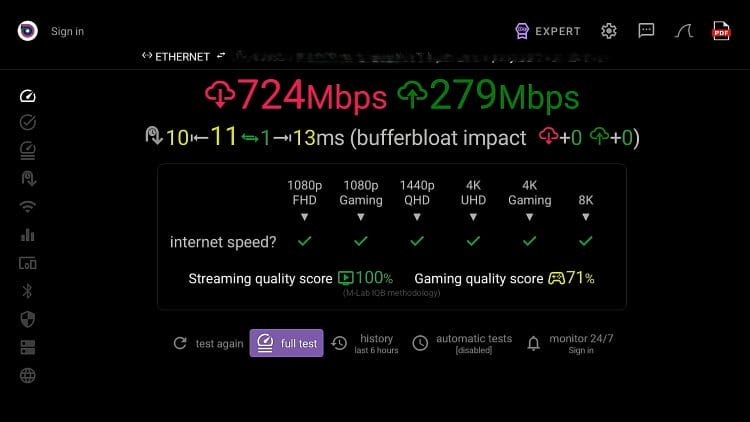 Gigabit download/upload speeds