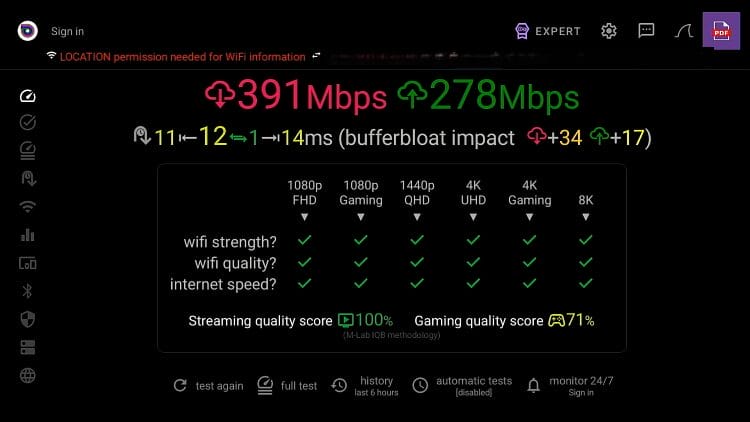 WiFi Download/Upload Speeds