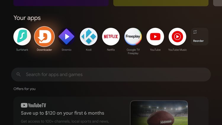 You must first install the Downloader app on your device.