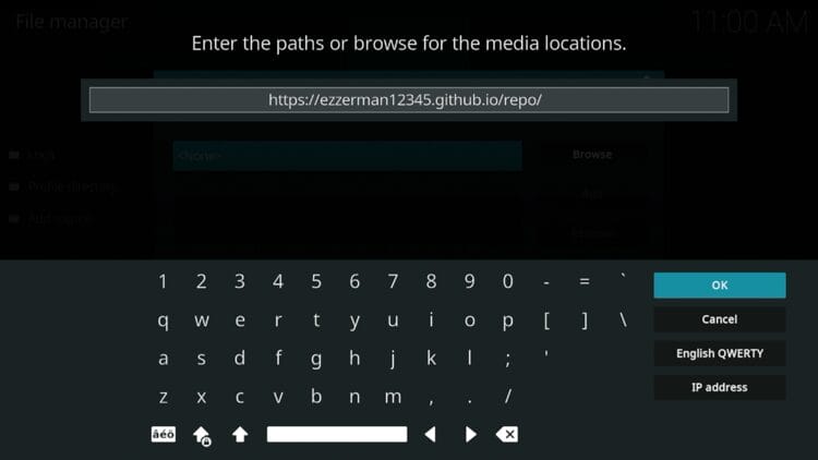 Type the following URL - https://ezzerman12345.github.io/repo/ and click OK.