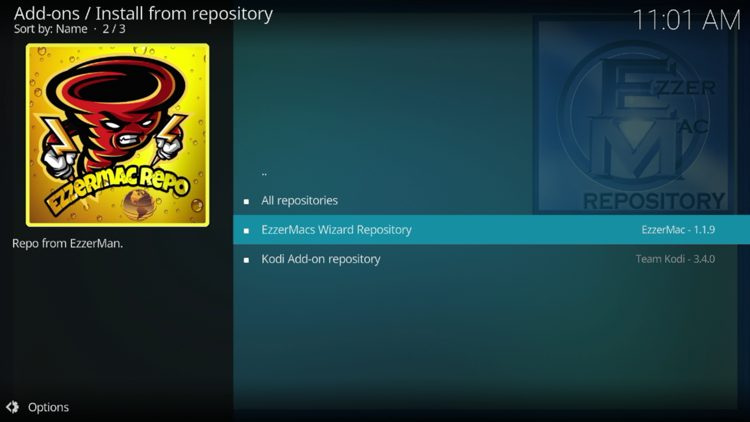 Select EzzerMacs Wizard Repository.