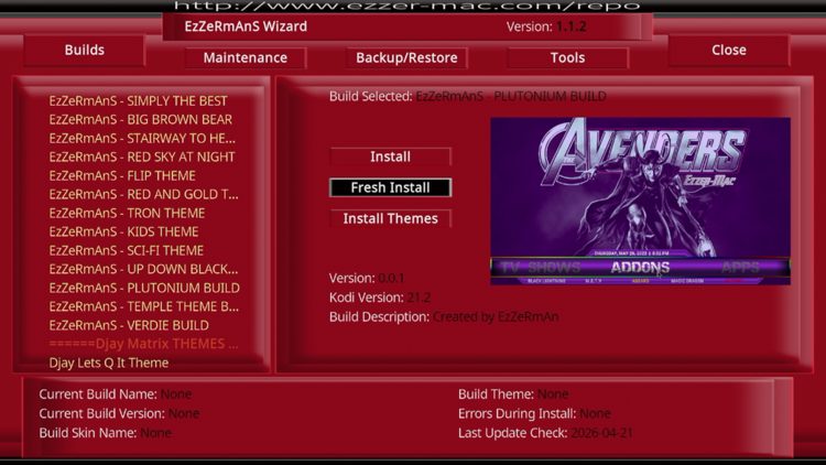 Locate Plutonium from the menu and click Fresh Install.