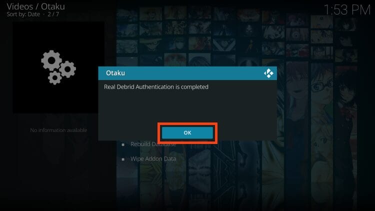 click ok for RD success message