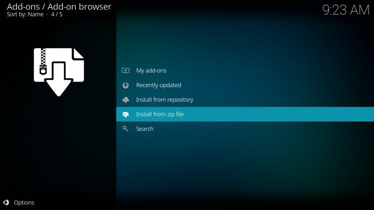Select install from zip file.