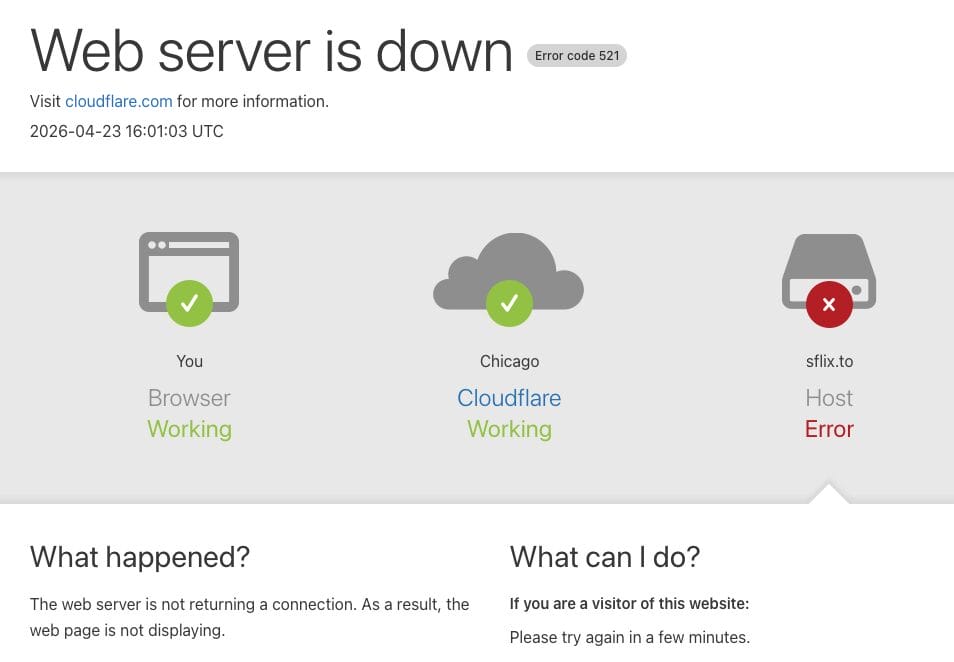 Cloudflare 521 Error