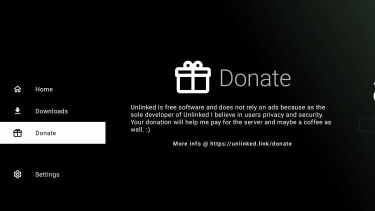 Unlinked Donate Option